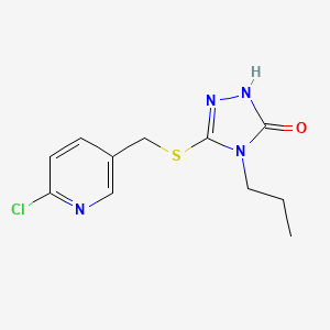 molecular formula C11H13ClN4OS B7537814 3-[(6-chloropyridin-3-yl)methylsulfanyl]-4-propyl-1H-1,2,4-triazol-5-one 