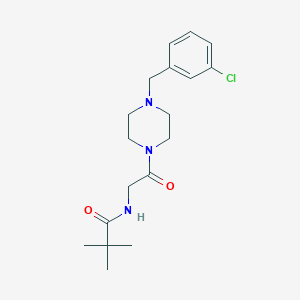 N-[2-[4-[(3-chlorophenyl)methyl]piperazin-1-yl]-2-oxoethyl]-2,2-dimethylpropanamide