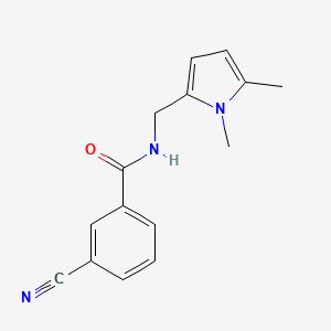 molecular formula C15H15N3O B7537846 3-cyano-N-[(1,5-dimethylpyrrol-2-yl)methyl]benzamide 