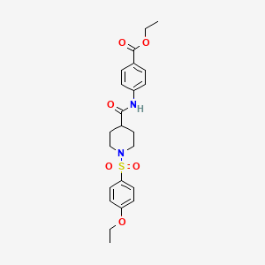 molecular formula C23H28N2O6S B7537864 Ethyl 4-[[1-(4-ethoxyphenyl)sulfonylpiperidine-4-carbonyl]amino]benzoate 