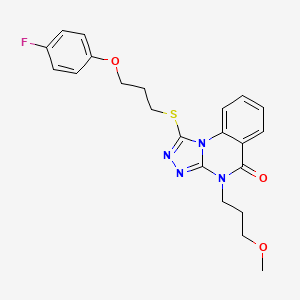 molecular formula C22H23FN4O3S B7537866 1-[3-(4-Fluorophenoxy)propylsulfanyl]-4-(3-methoxypropyl)-[1,2,4]triazolo[4,3-a]quinazolin-5-one 