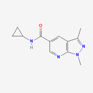 molecular formula C12H14N4O B7537873 N-cyclopropyl-1,3-dimethylpyrazolo[3,4-b]pyridine-5-carboxamide 