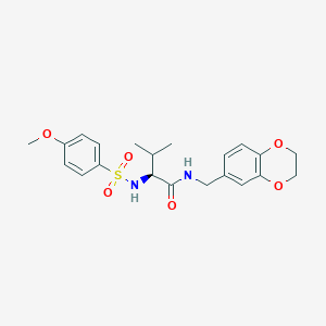 molecular formula C21H26N2O6S B7537915 (2S)-N-(2,3-dihydro-1,4-benzodioxin-6-ylmethyl)-2-[(4-methoxyphenyl)sulfonylamino]-3-methylbutanamide 