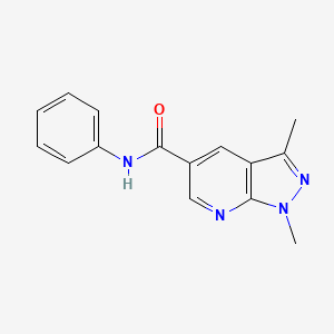 molecular formula C15H14N4O B7537952 1,3-dimethyl-N-phenylpyrazolo[3,4-b]pyridine-5-carboxamide 