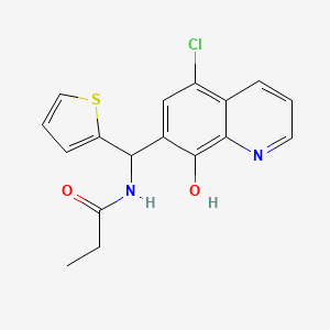 molecular formula C17H15ClN2O2S B7537975 N-[(5-chloro-8-hydroxyquinolin-7-yl)-thiophen-2-ylmethyl]propanamide 