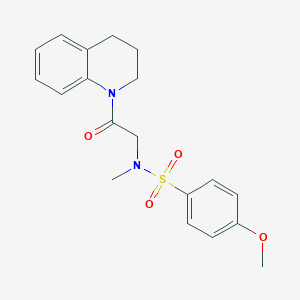 molecular formula C19H22N2O4S B7537987 N-[2-(3,4-dihydro-2H-quinolin-1-yl)-2-oxoethyl]-4-methoxy-N-methylbenzenesulfonamide 