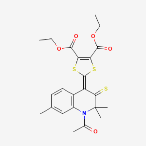 molecular formula C23H25NO5S3 B7537997 diethyl 2-(1-acetyl-2,2,7-trimethyl-3-thioxo-2,3-dihydroquinolin-4(1H)-ylidene)-1,3-dithiole-4,5-dicarboxylate 