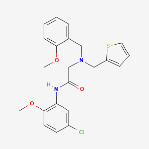 molecular formula C22H23ClN2O3S B7537999 N-(5-chloro-2-methoxyphenyl)-2-[(2-methoxyphenyl)methyl-(thiophen-2-ylmethyl)amino]acetamide 