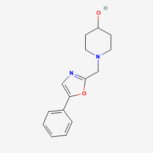 molecular formula C15H18N2O2 B7538005 1-[(5-Phenyl-1,3-oxazol-2-yl)methyl]piperidin-4-ol 