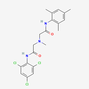 molecular formula C20H22Cl3N3O2 B7538006 2-[methyl-[2-oxo-2-(2,4,6-trichloroanilino)ethyl]amino]-N-(2,4,6-trimethylphenyl)acetamide 