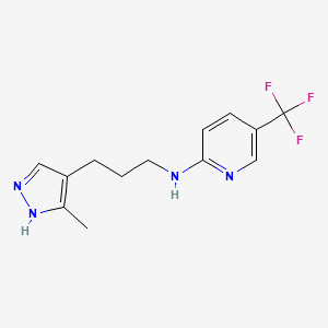molecular formula C13H15F3N4 B7538048 N-[3-(5-methyl-1H-pyrazol-4-yl)propyl]-5-(trifluoromethyl)pyridin-2-amine 
