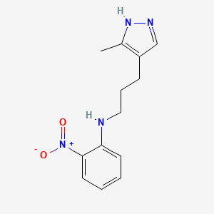 molecular formula C13H16N4O2 B7538052 N-[3-(5-methyl-1H-pyrazol-4-yl)propyl]-2-nitroaniline 