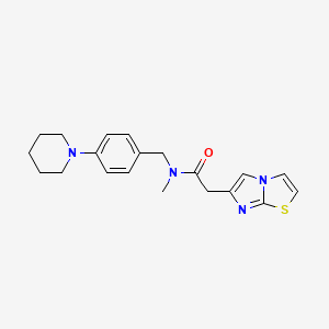 molecular formula C20H24N4OS B7538096 2-imidazo[2,1-b][1,3]thiazol-6-yl-N-methyl-N-[(4-piperidin-1-ylphenyl)methyl]acetamide 