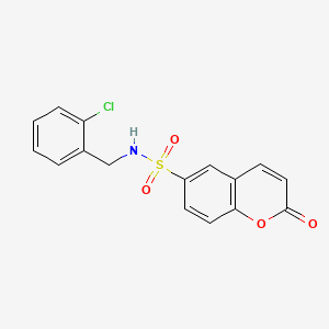 molecular formula C16H12ClNO4S B7538165 N-[(2-chlorophenyl)methyl]-2-oxochromene-6-sulfonamide 