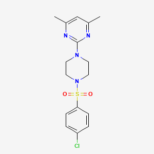 molecular formula C16H19ClN4O2S B7538195 2-[4-(4-Chlorophenyl)sulfonylpiperazin-1-yl]-4,6-dimethylpyrimidine 
