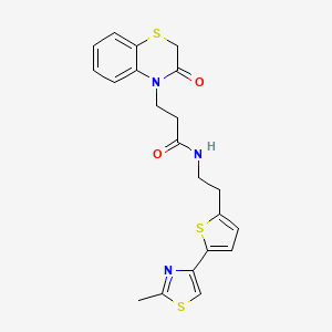 molecular formula C21H21N3O2S3 B7538196 N-[2-[5-(2-methyl-1,3-thiazol-4-yl)thiophen-2-yl]ethyl]-3-(3-oxo-1,4-benzothiazin-4-yl)propanamide 
