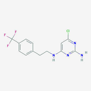 molecular formula C13H12ClF3N4 B7538213 6-chloro-4-N-[2-[4-(trifluoromethyl)phenyl]ethyl]pyrimidine-2,4-diamine 