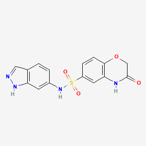 molecular formula C15H12N4O4S B7538249 N-(1H-indazol-6-yl)-3-oxo-4H-1,4-benzoxazine-6-sulfonamide 