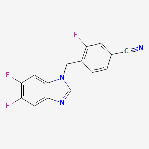 molecular formula C15H8F3N3 B7538281 4-[(5,6-Difluorobenzimidazol-1-yl)methyl]-3-fluorobenzonitrile 