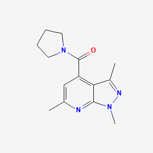 molecular formula C14H18N4O B7538291 Pyrrolidin-1-yl-(1,3,6-trimethylpyrazolo[3,4-b]pyridin-4-yl)methanone 