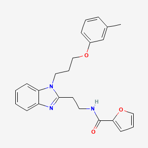 molecular formula C24H25N3O3 B7538320 N-(2-{1-[3-(3-methylphenoxy)propyl]-1H-benzimidazol-2-yl}ethyl)-2-furamide 