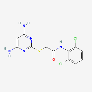 molecular formula C12H11Cl2N5OS B7538321 2-[(4,6-diaminopyrimidin-2-yl)sulfanyl]-N-(2,6-dichlorophenyl)acetamide 