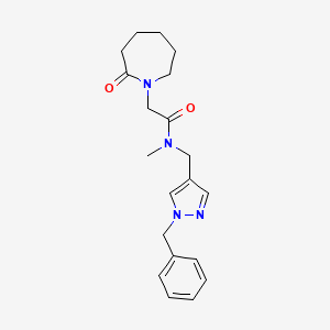 molecular formula C20H26N4O2 B7538362 N-[(1-benzylpyrazol-4-yl)methyl]-N-methyl-2-(2-oxoazepan-1-yl)acetamide 