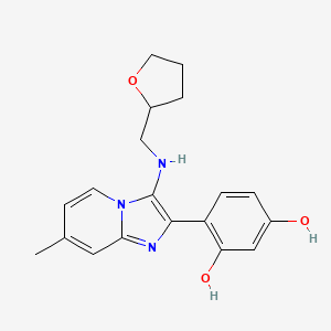molecular formula C19H21N3O3 B7538370 4-[7-Methyl-3-(oxolan-2-ylmethylamino)imidazo[1,2-a]pyridin-2-yl]benzene-1,3-diol 