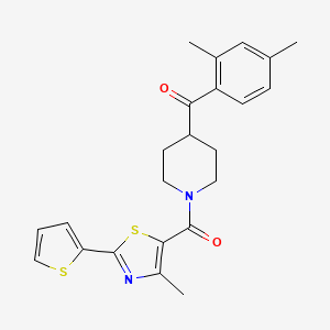 molecular formula C23H24N2O2S2 B7538380 (2,4-Dimethylphenyl)-[1-(4-methyl-2-thiophen-2-yl-1,3-thiazole-5-carbonyl)piperidin-4-yl]methanone 