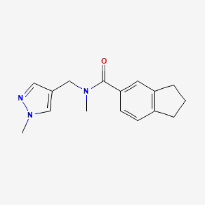 molecular formula C16H19N3O B7538450 N-methyl-N-[(1-methylpyrazol-4-yl)methyl]-2,3-dihydro-1H-indene-5-carboxamide 