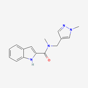 molecular formula C15H16N4O B7538461 N-methyl-N-[(1-methylpyrazol-4-yl)methyl]-1H-indole-2-carboxamide 