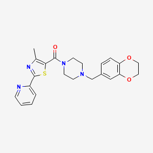 molecular formula C23H24N4O3S B7538536 [4-(2,3-Dihydro-1,4-benzodioxin-6-ylmethyl)piperazin-1-yl]-(4-methyl-2-pyridin-2-yl-1,3-thiazol-5-yl)methanone 