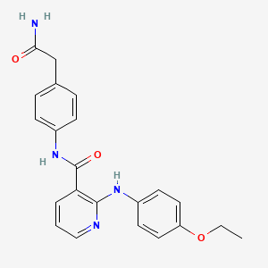 molecular formula C22H22N4O3 B7538552 N-[4-(2-amino-2-oxoethyl)phenyl]-2-(4-ethoxyanilino)pyridine-3-carboxamide 