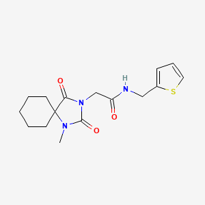 molecular formula C16H21N3O3S B7538585 2-(1-methyl-2,4-dioxo-1,3-diazaspiro[4.5]decan-3-yl)-N-(thiophen-2-ylmethyl)acetamide 