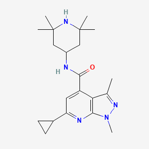 molecular formula C21H31N5O B7538634 6-cyclopropyl-1,3-dimethyl-N-(2,2,6,6-tetramethylpiperidin-4-yl)pyrazolo[3,4-b]pyridine-4-carboxamide 