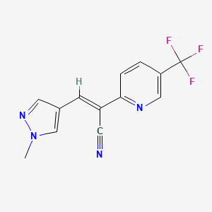 molecular formula C13H9F3N4 B7538645 (Z)-3-(1-methylpyrazol-4-yl)-2-[5-(trifluoromethyl)pyridin-2-yl]prop-2-enenitrile 