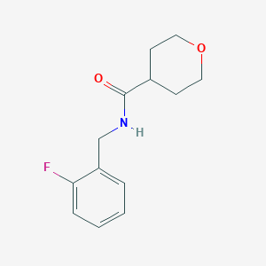 molecular formula C13H16FNO2 B7538658 N-[(2-fluorophenyl)methyl]oxane-4-carboxamide 