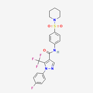 molecular formula C22H20F4N4O3S B7538665 1-(4-fluorophenyl)-N-(4-piperidin-1-ylsulfonylphenyl)-5-(trifluoromethyl)pyrazole-4-carboxamide 