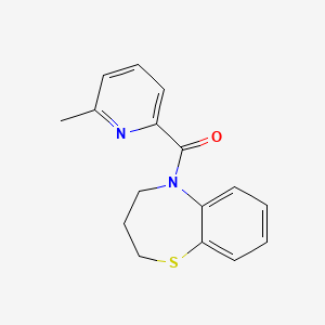 molecular formula C16H16N2OS B7538760 3,4-dihydro-2H-1,5-benzothiazepin-5-yl-(6-methylpyridin-2-yl)methanone 