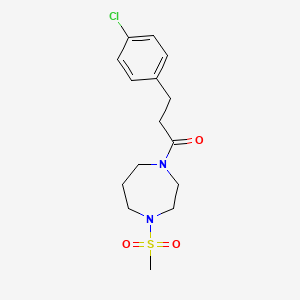 molecular formula C15H21ClN2O3S B7538761 3-(4-Chlorophenyl)-1-(4-methylsulfonyl-1,4-diazepan-1-yl)propan-1-one 