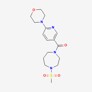 molecular formula C16H24N4O4S B7538769 (4-Methylsulfonyl-1,4-diazepan-1-yl)-(6-morpholin-4-ylpyridin-3-yl)methanone 