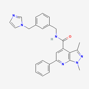 molecular formula C26H24N6O B7538807 N-[[3-(imidazol-1-ylmethyl)phenyl]methyl]-1,3-dimethyl-6-phenylpyrazolo[3,4-b]pyridine-4-carboxamide 