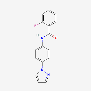 molecular formula C16H12FN3O B7538820 2-fluoro-N-(4-pyrazol-1-ylphenyl)benzamide 
