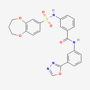 molecular formula C24H20N4O6S B7538837 3-(3,4-dihydro-2H-1,5-benzodioxepin-7-ylsulfonylamino)-N-[3-(1,3,4-oxadiazol-2-yl)phenyl]benzamide 
