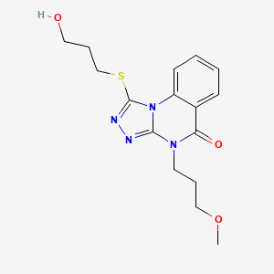 molecular formula C16H20N4O3S B7538852 1-(3-Hydroxypropylsulfanyl)-4-(3-methoxypropyl)-[1,2,4]triazolo[4,3-a]quinazolin-5-one 