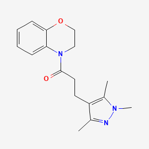 molecular formula C17H21N3O2 B7538872 1-(2,3-Dihydro-1,4-benzoxazin-4-yl)-3-(1,3,5-trimethylpyrazol-4-yl)propan-1-one 
