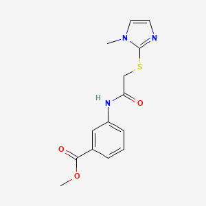 molecular formula C14H15N3O3S B7538893 Methyl 3-[[2-(1-methylimidazol-2-yl)sulfanylacetyl]amino]benzoate 