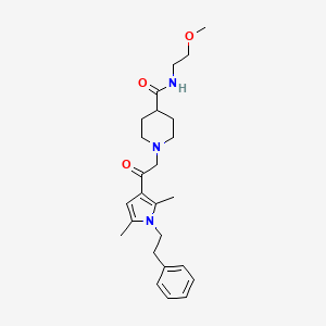 molecular formula C25H35N3O3 B7538900 1-[2-[2,5-dimethyl-1-(2-phenylethyl)pyrrol-3-yl]-2-oxoethyl]-N-(2-methoxyethyl)piperidine-4-carboxamide 