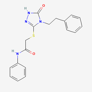 molecular formula C18H18N4O2S B7538907 2-[[5-oxo-4-(2-phenylethyl)-1H-1,2,4-triazol-3-yl]sulfanyl]-N-phenylacetamide 