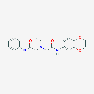 molecular formula C21H25N3O4 B7538957 N-(2,3-dihydro-1,4-benzodioxin-6-yl)-2-[ethyl-[2-(N-methylanilino)-2-oxoethyl]amino]acetamide 